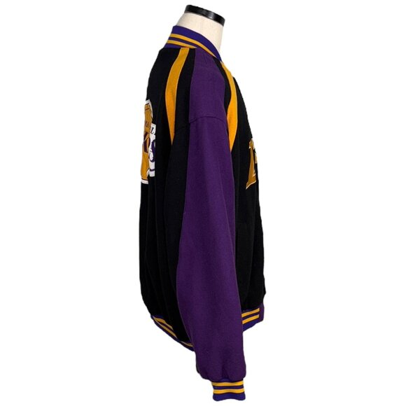 Los Angeles Lakers Jeff Hamilton 90s Wool Varsity Jacket 3XL Black/Gold/Purple - Picture 2 of 12